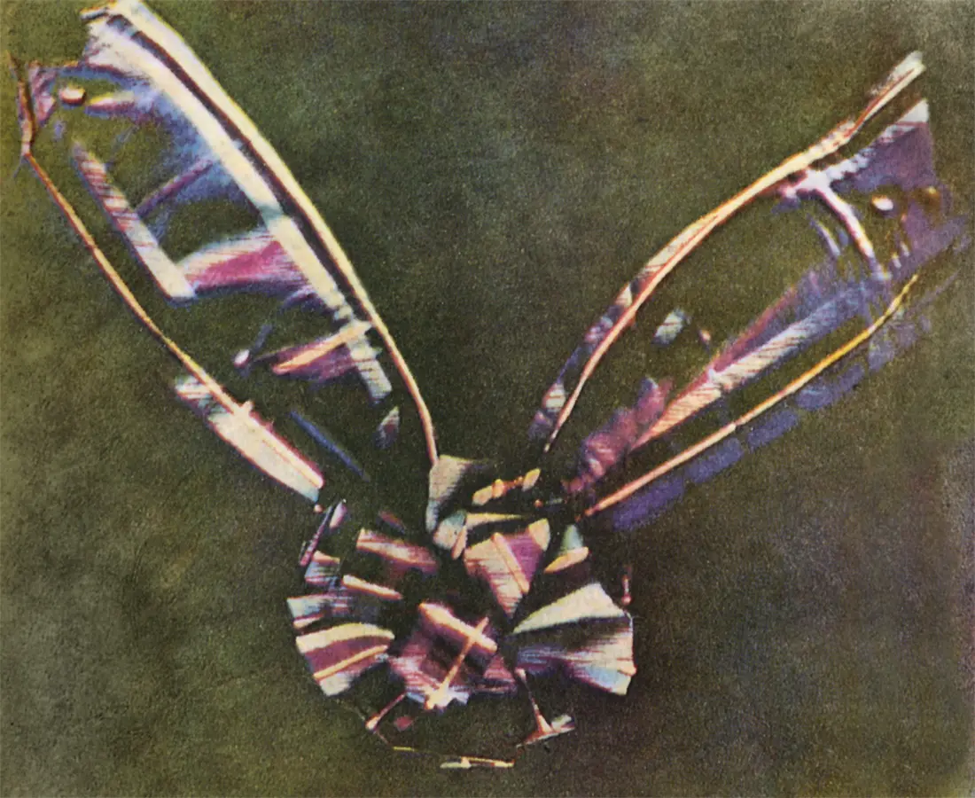 The 1861 tartan-ribbon colour image produced using James Clerk Maxwell’s three-colour method